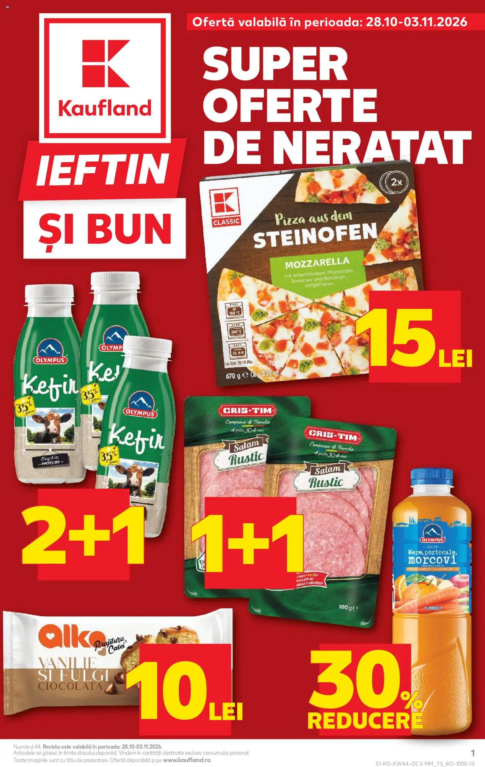 Catalog Kaufland 28 Octombrie - 2 Noiembrie 2026 | Pagina 1 | Produse: Mozzarella, Salam, Pizza, Morcovi