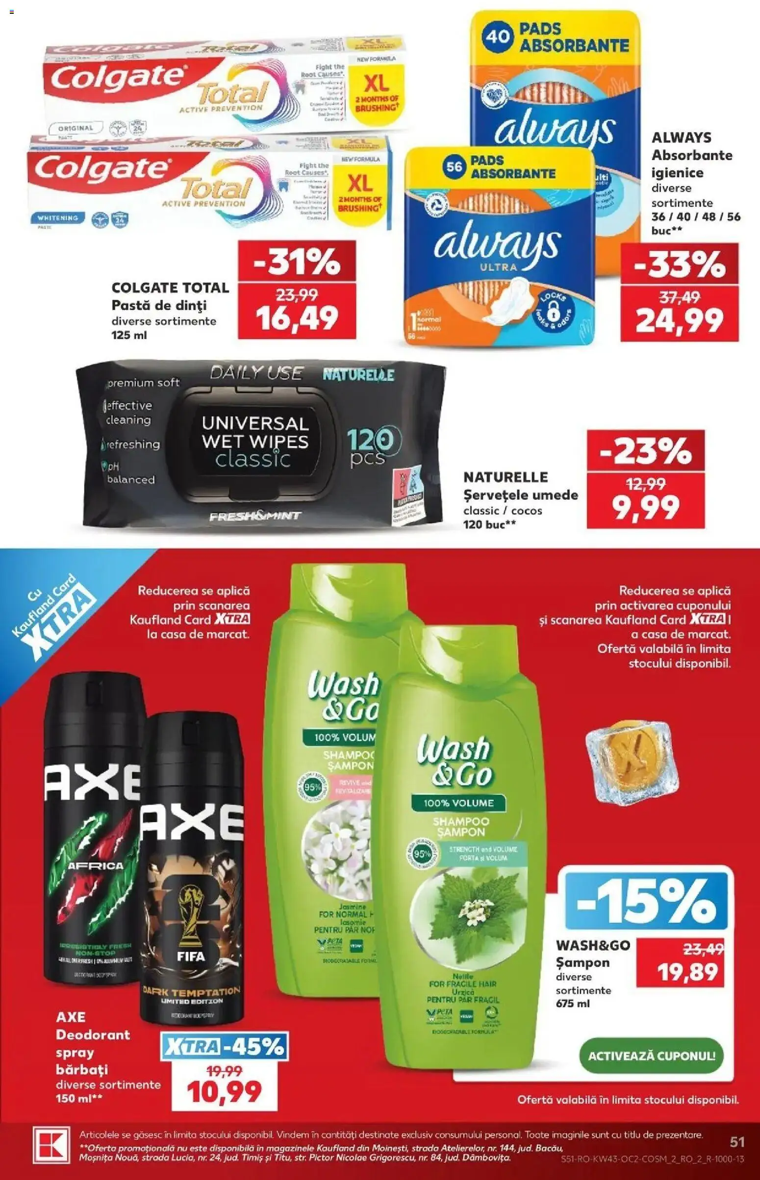 Catalog Kaufland 21 - 26 Octombrie 2026 | Pagina 51 | Produse: Premium, Active, Deodorant, Șervețele umede