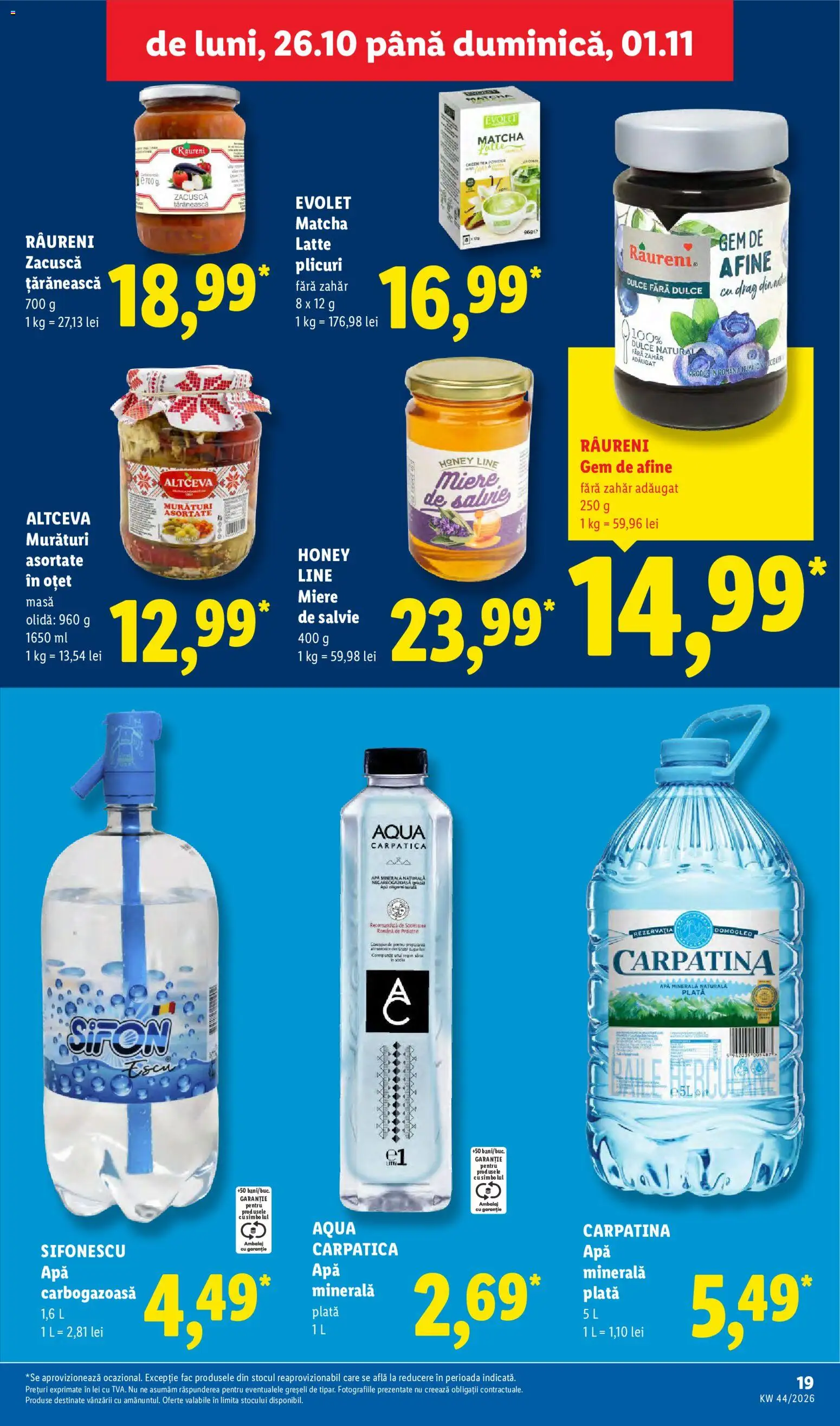 Catalog LIDL 26 - 31 Octombrie 2026 | Pagina 19 | Produse: Aqua Carpatica, Oțet, Zacuscă, Zahăr