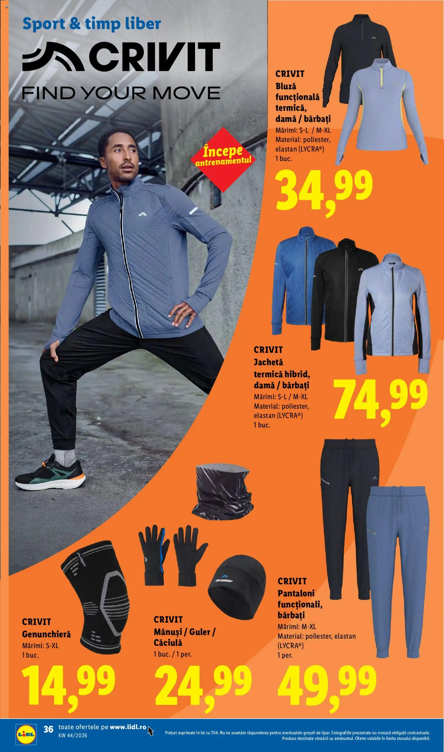 Catalog LIDL 26 - 31 Octombrie 2026 | Pagina 36 | Produse: Mănuși, Jachetă, Sport, Pantaloni