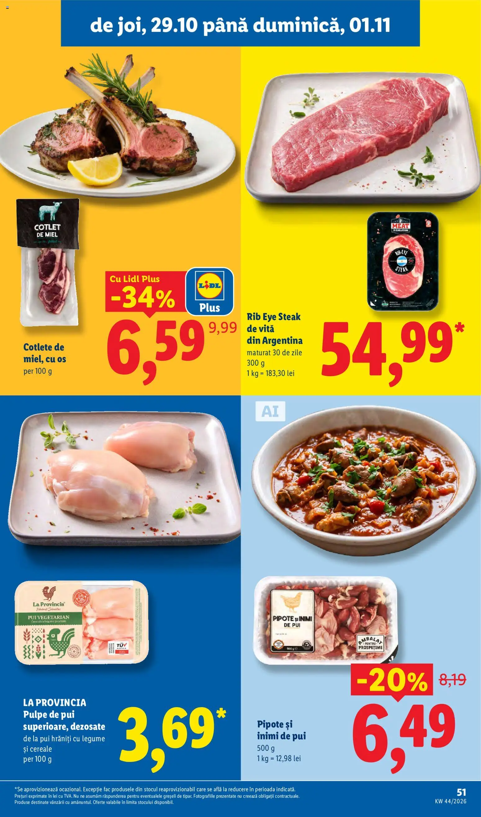 Catalog LIDL 26 - 31 Octombrie 2026 | Pagina 51 | Produse: La provincia, Cotlet, Pui, Legume