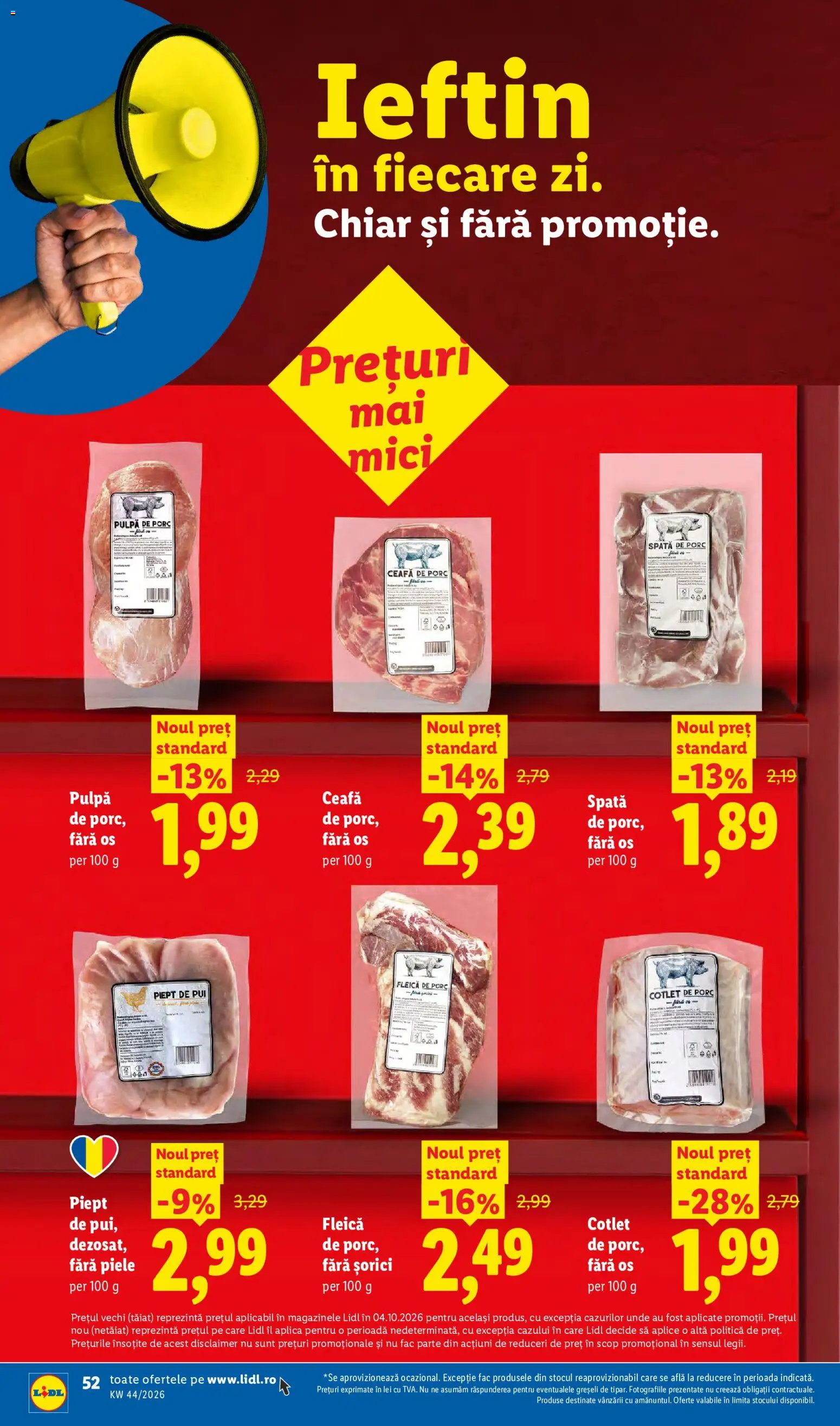 Catalog LIDL 26 - 31 Octombrie 2026 | Pagina 52 | Produse: Aplică, Ceafa de porc, Pui, Fleică