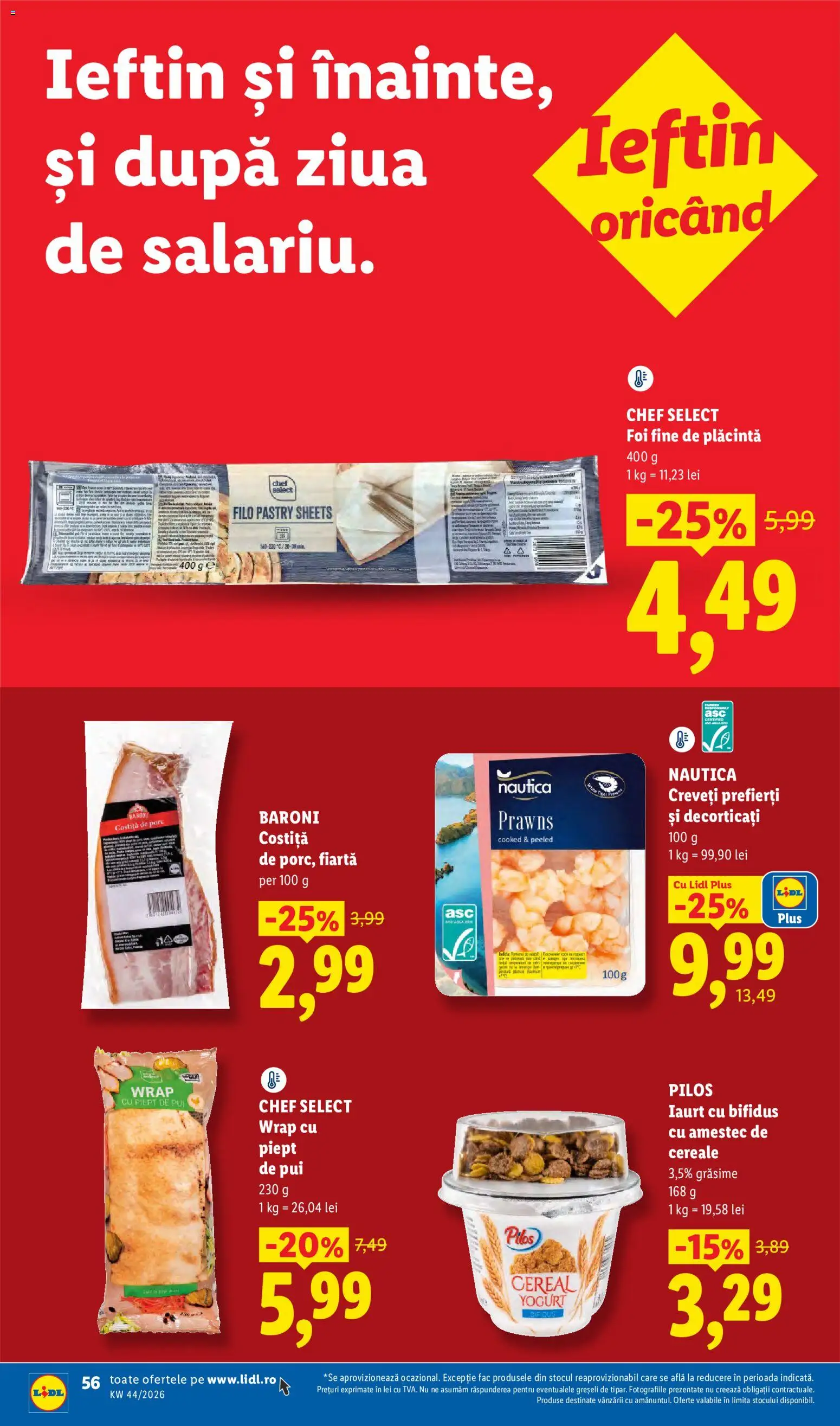 Catalog LIDL 26 - 31 Octombrie 2026 | Pagina 56 | Produse: Plăcintă, Iaurt, Cereale, Plus