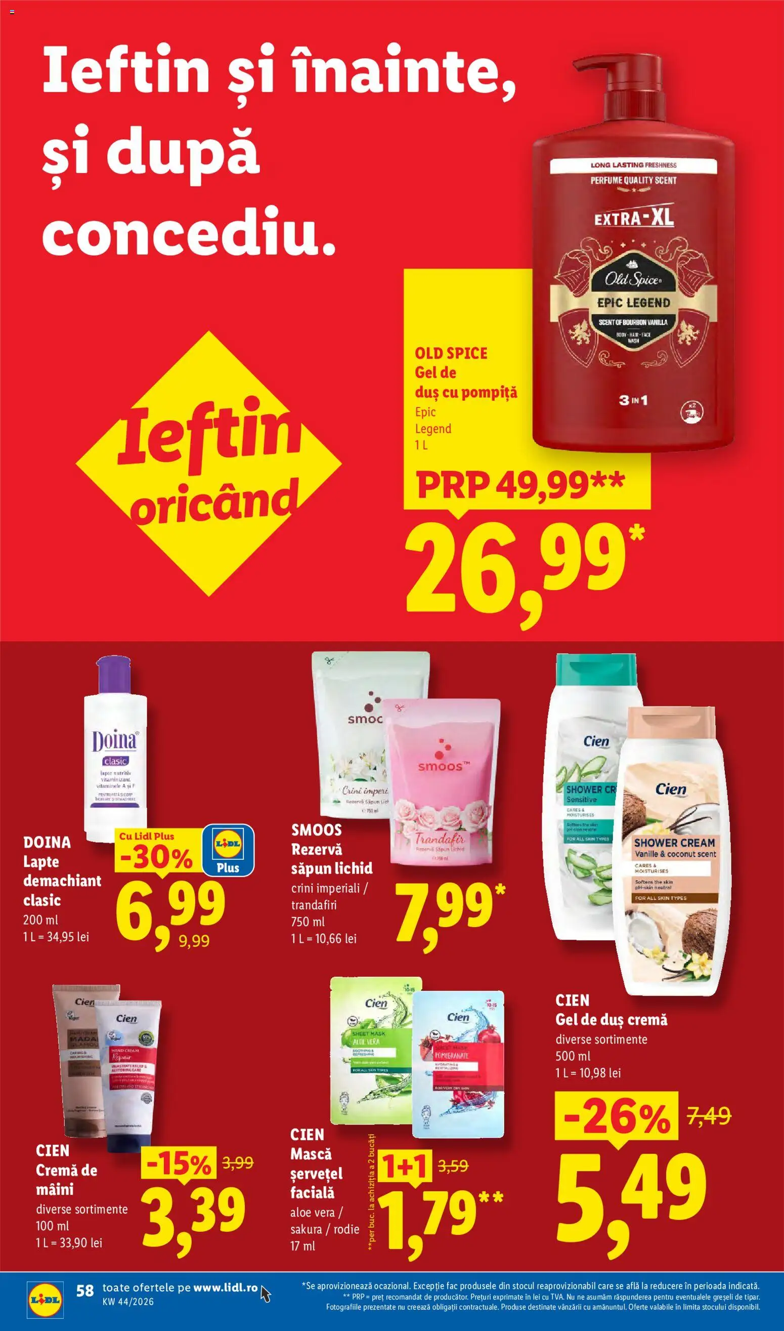Catalog LIDL 26 - 31 Octombrie 2026 | Pagina 58 | Produse: Aloe vera, Săpun, Gel de duș, Plus