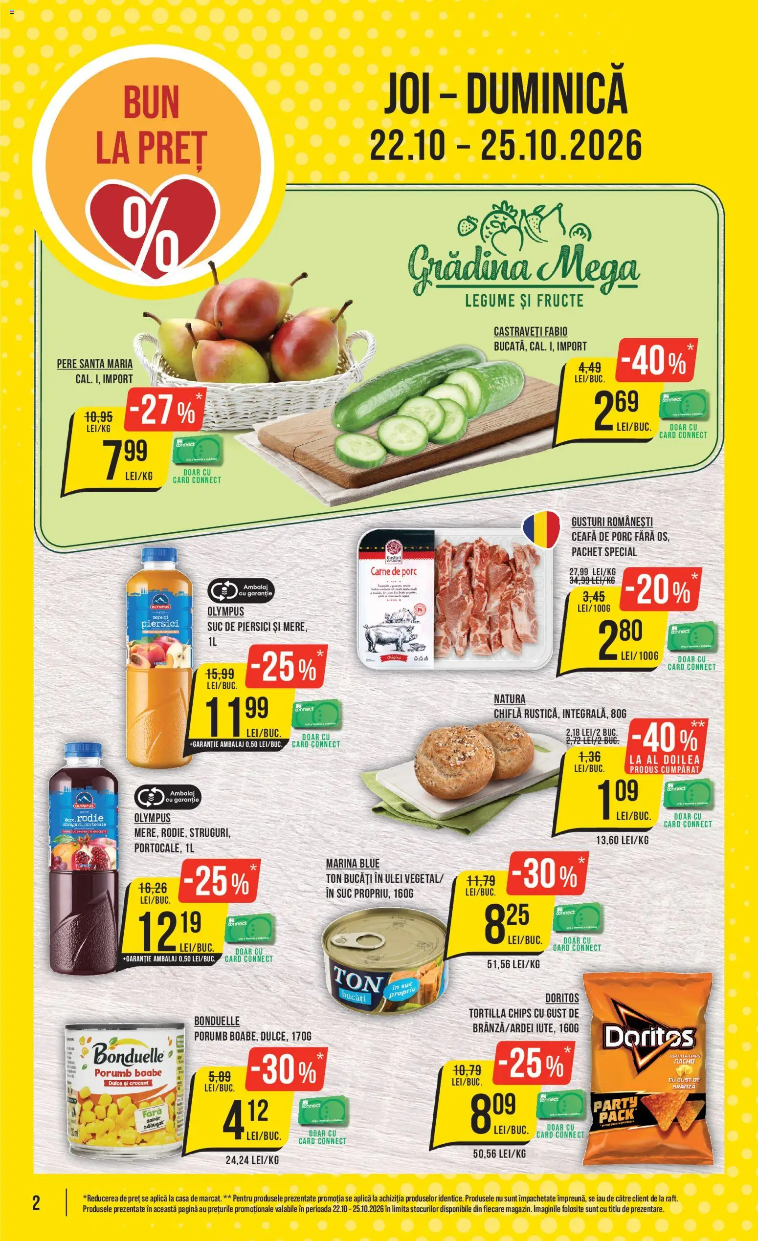 Catalog Mega Image 22 - 27 Octombrie 2026 | Pagina 2 | Produse: Chiflă, Suc, Porumb, Fructe