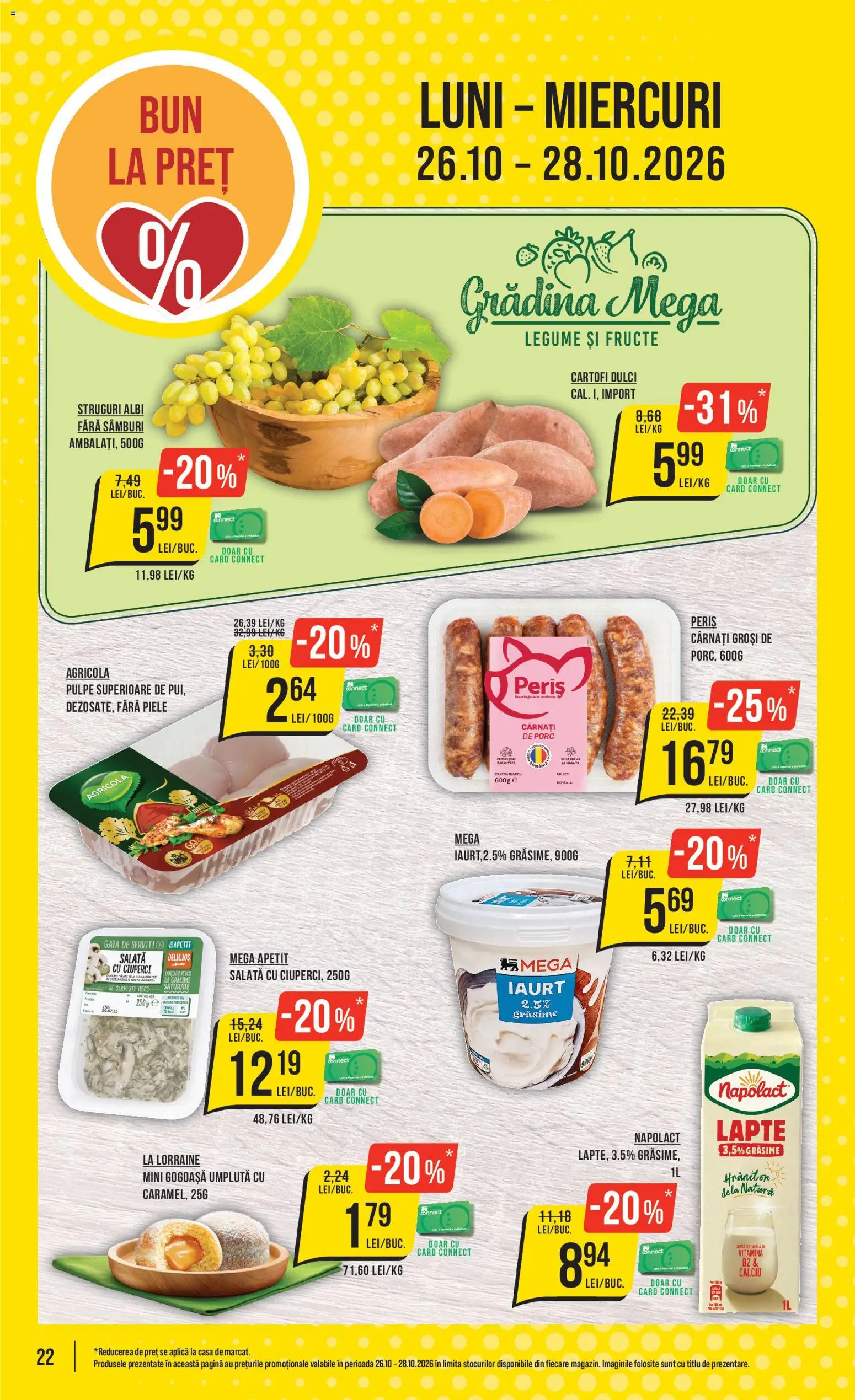 Catalog Mega Image 22 - 27 Octombrie 2026 | Pagina 22 | Produse: Gogoasa, Cartofi, Legume, Cârnați