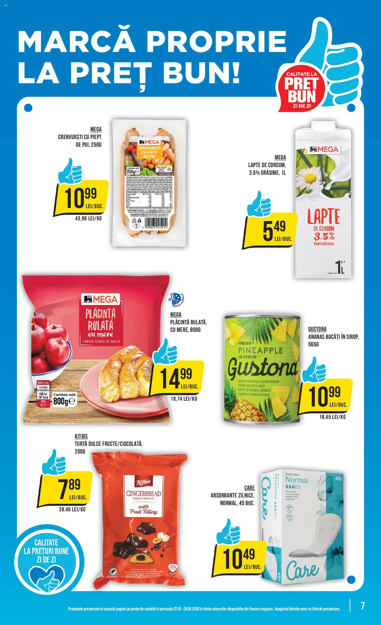 Catalog Mega Image 22 - 27 Octombrie 2026 | Pagina 7 | Produse: Pui, Plăcintă, Lapte, Mere