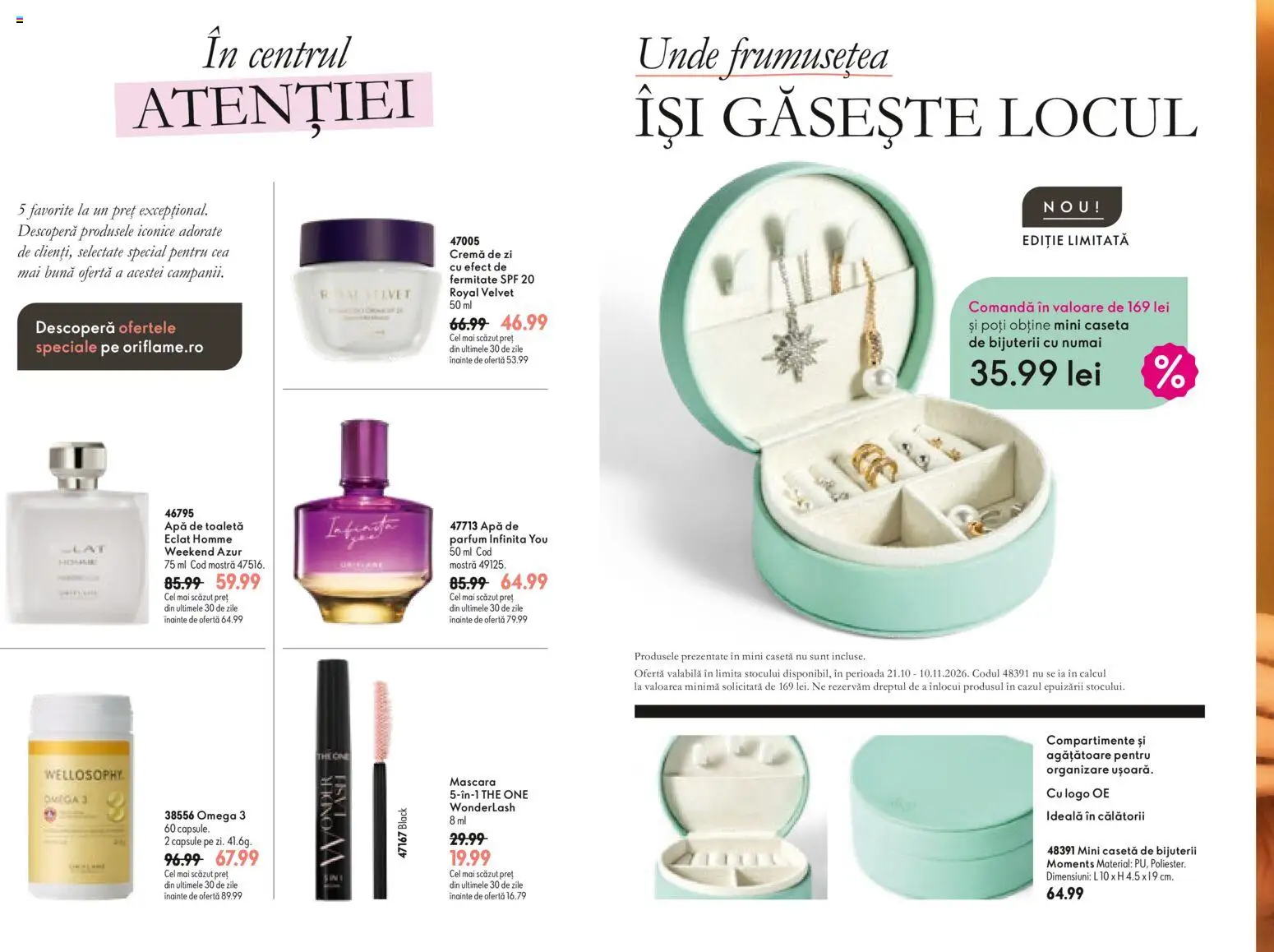 Catalog Oriflame 21 Octombrie - 9 Noiembrie 2026 | Pagina 3 | Produse: Cremă de zi, Omega, Apă de toaletă, Black