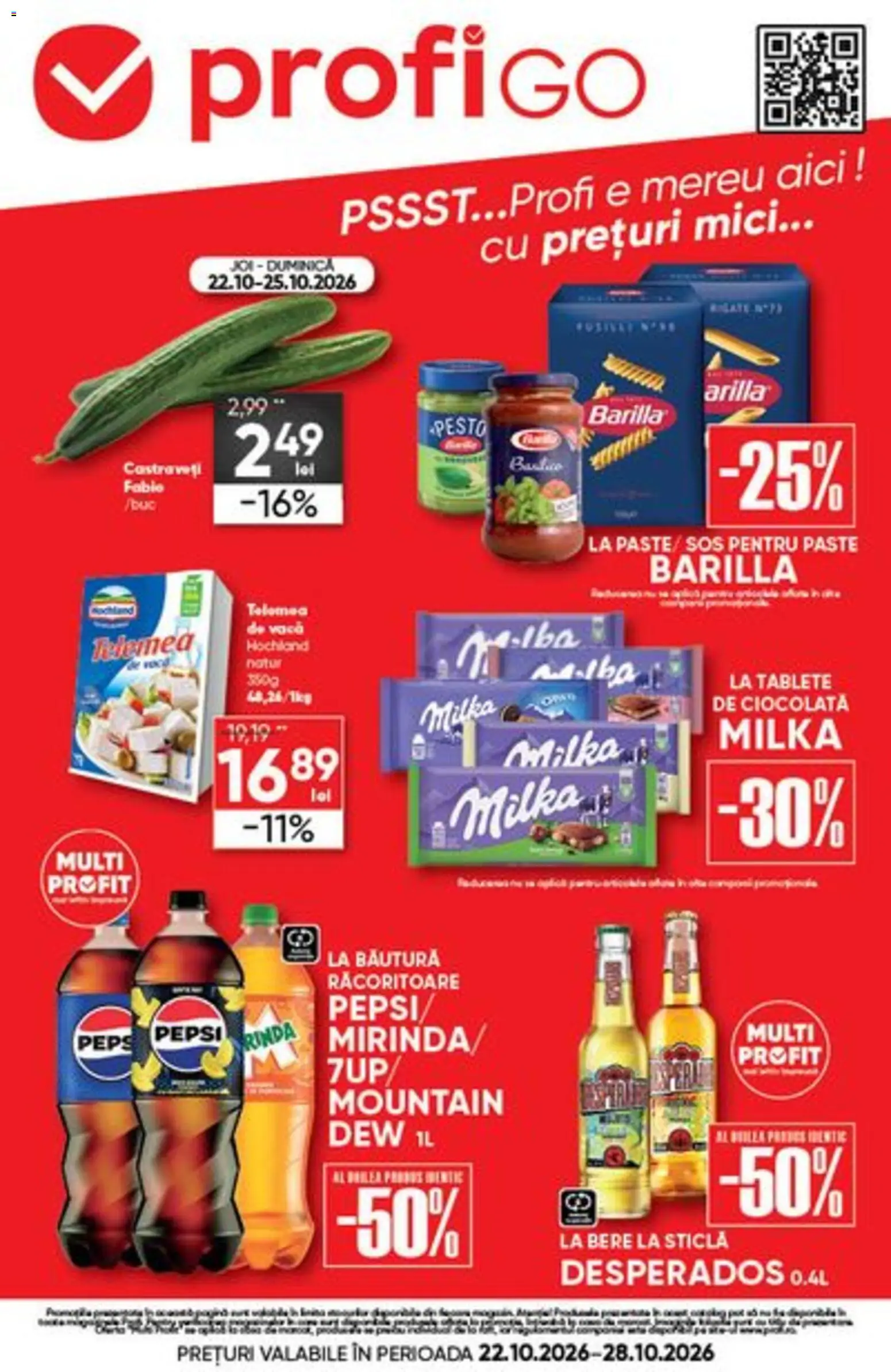 Catalog Profi 22 - 27 Octombrie 2026 | Pagina 1 | Produse: Bautura racoritoare, Pepsi, Bere, Paste