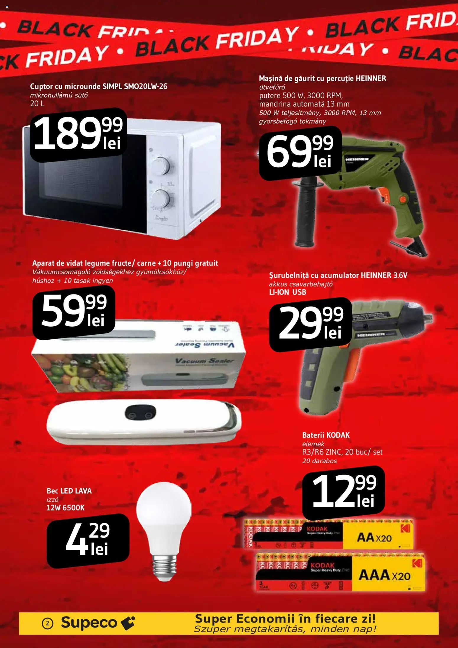 Catalog Supeco 22 Octombrie - 3 Noiembrie 2026 | Pagina 2 | Produse: Mașină de găurit, Bec, LED, Aparat