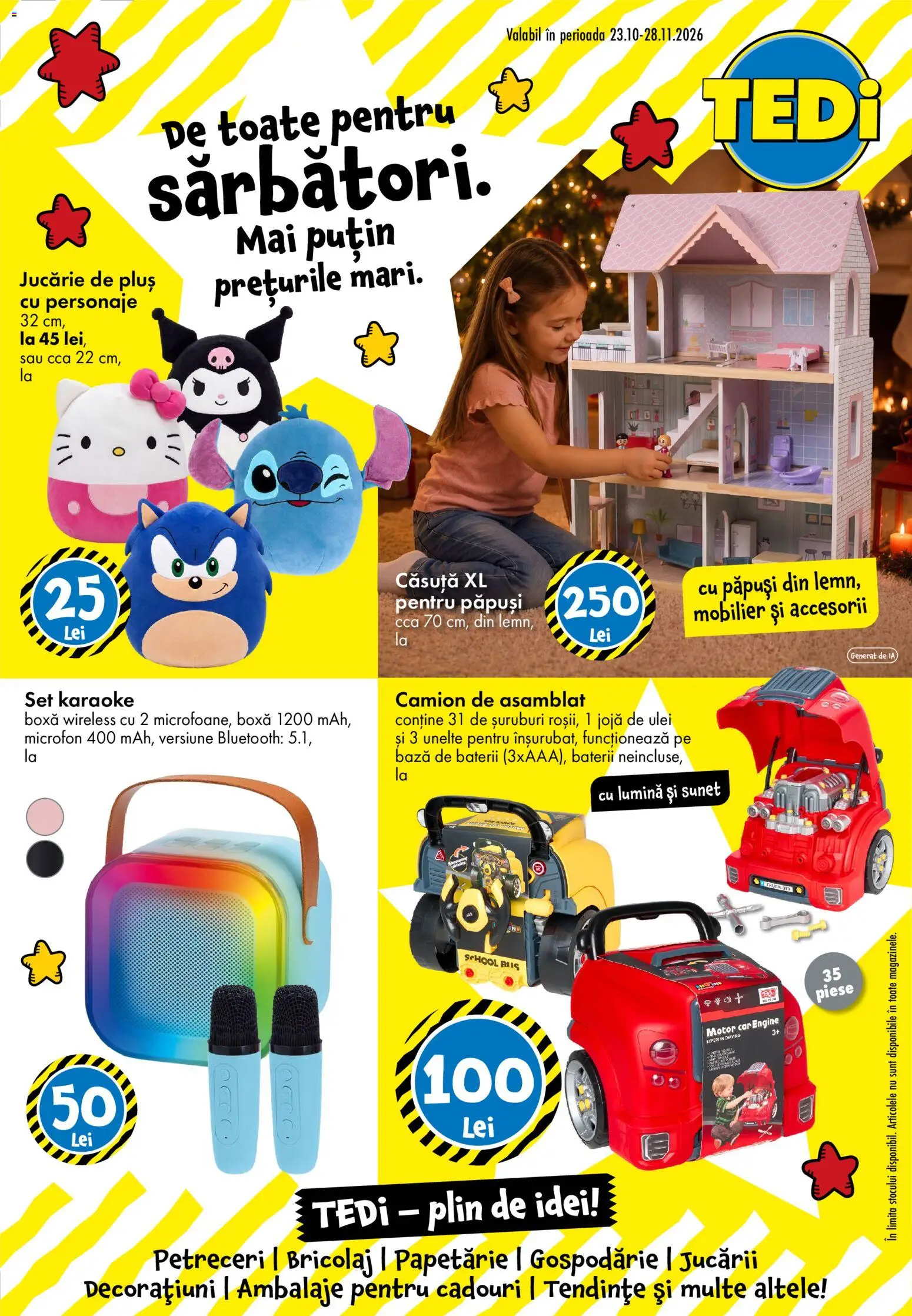 Catalog TEDi 23 Octombrie - 27 Noiembrie 2026 | Pagina 1 | Produse: Lumină, Microfon, Baterii, Ulei